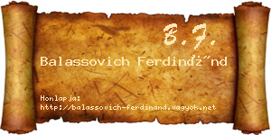 Balassovich Ferdinánd névjegykártya